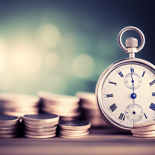 An image depicting a stopwatch placed next to a stack of money, symbolizing the speed at which a business can access funds after applying for payroll financing